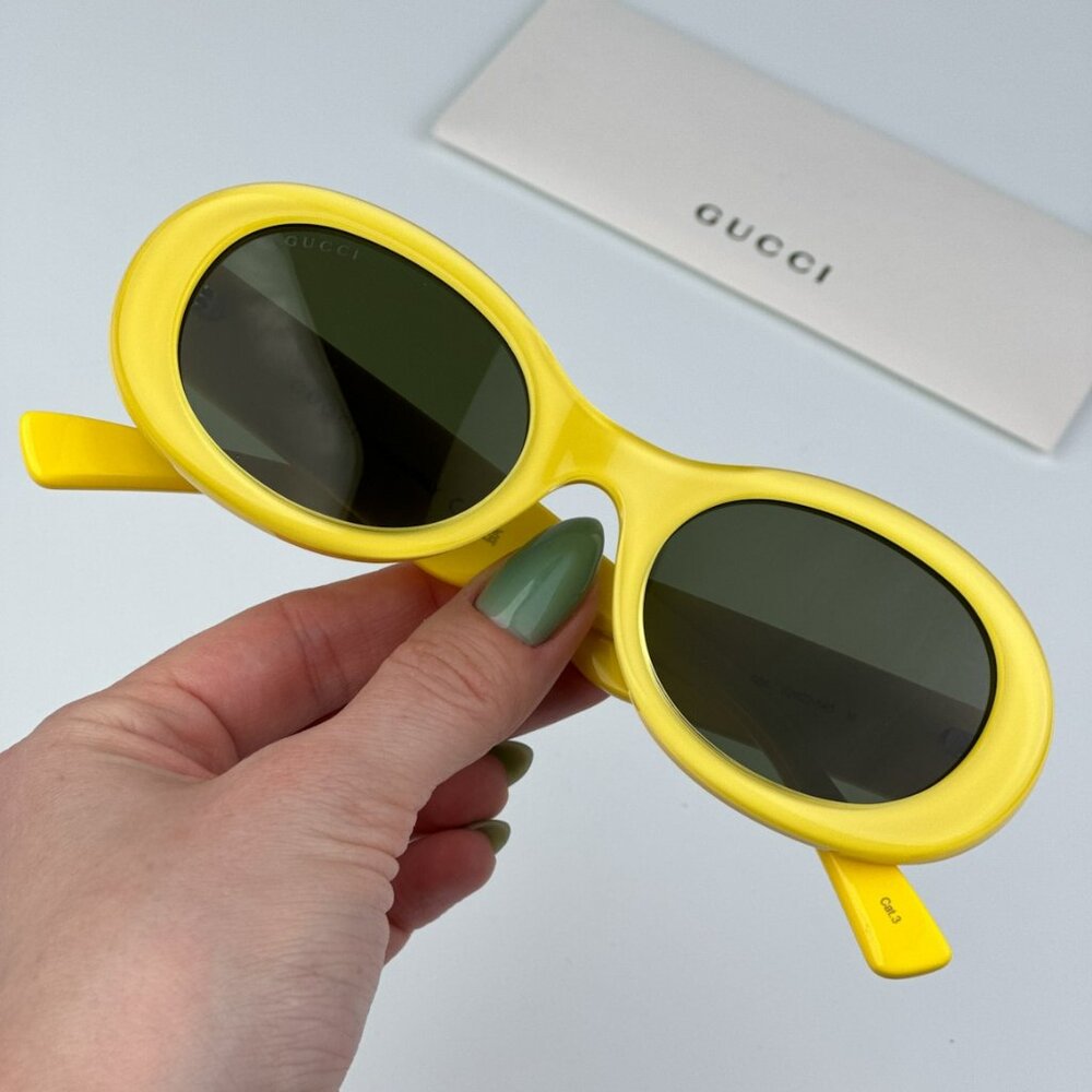 Gucci Gg1587s 004 Brand New Sunglasses Yellow Green Women Oval